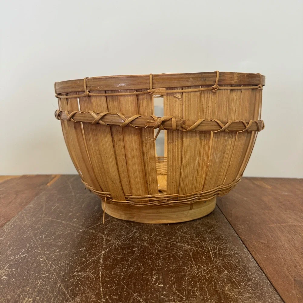 Vintage Wicker Basket Decorative Boho‎ Planter Basket Made in Philippines